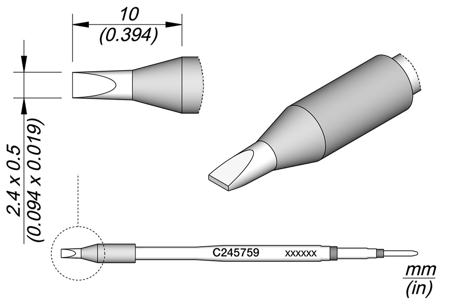 C245759 - Chisel Cartridge 2.4 x 0.5 HT